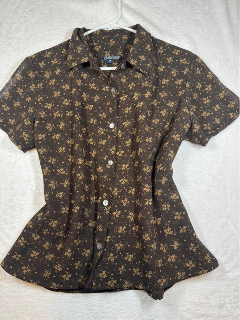 Harold's Vintage Floral Short Sleeve Button Up Shirt Sz 12